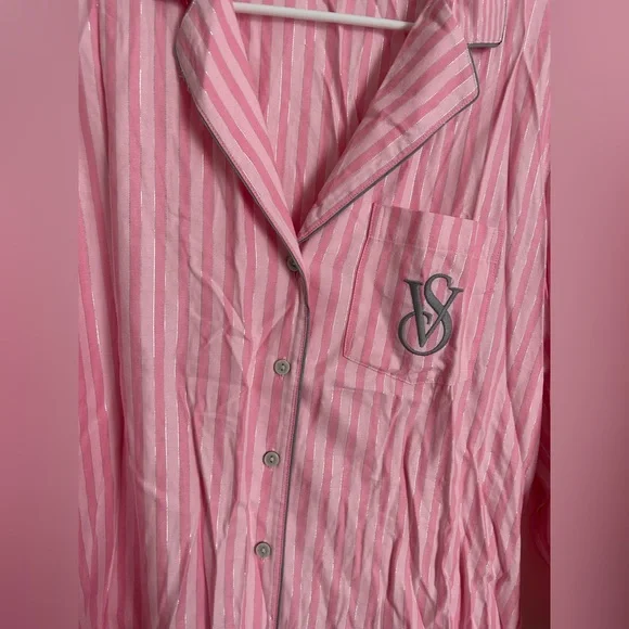 Victoria’s Secret Shine Button Down Collared long Sleeve “Flannel” Pajama Set - Picture 3 of 9